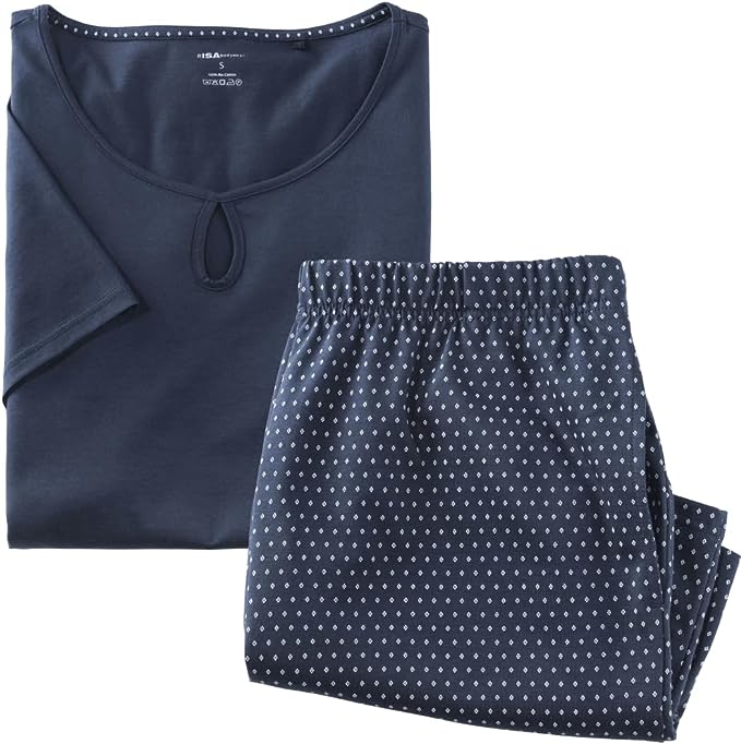 ISA Bodywear | Pajamas Set for Women | Round Neck Shirt and Pajama Shorts | Soft Cotton Fabrics